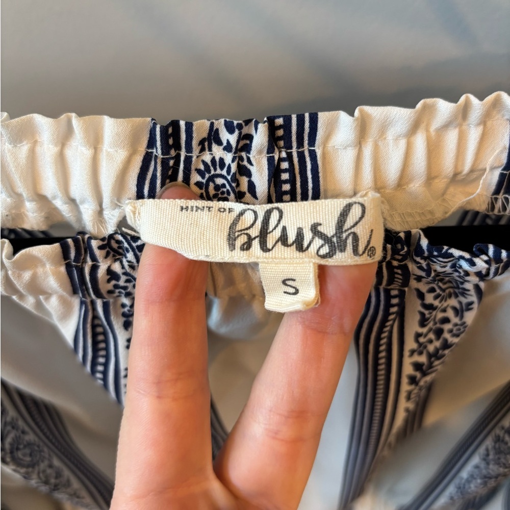 Blue and White Striped Off-Shoulder Dress - Picture 2 of 3